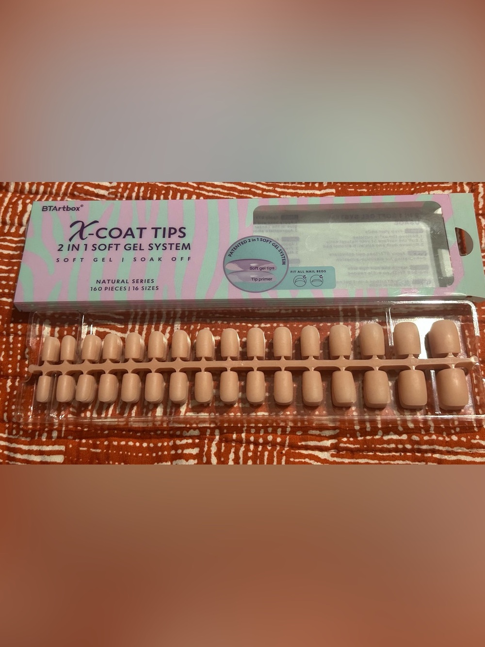 BTArtbox X-COAT TIPS 2-in-1 Soft Gel System Natural Series Nail Tips